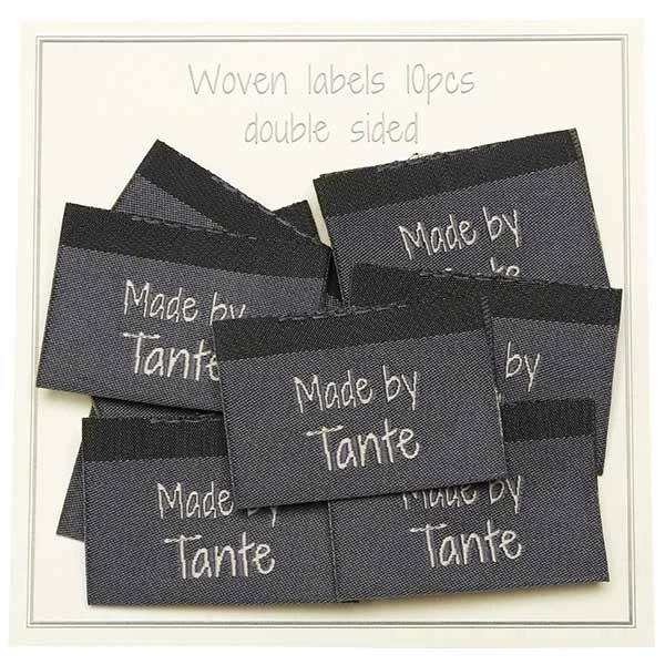 Go Handmade Vævet Label, Dobbeltsidet, Grå, 35 x 19 mm, 10 stk Made by Tante