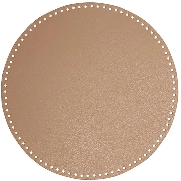 Go Handmade TaskeKurve Base, PU læder, Rund, 35 cm 22412 Abrikos