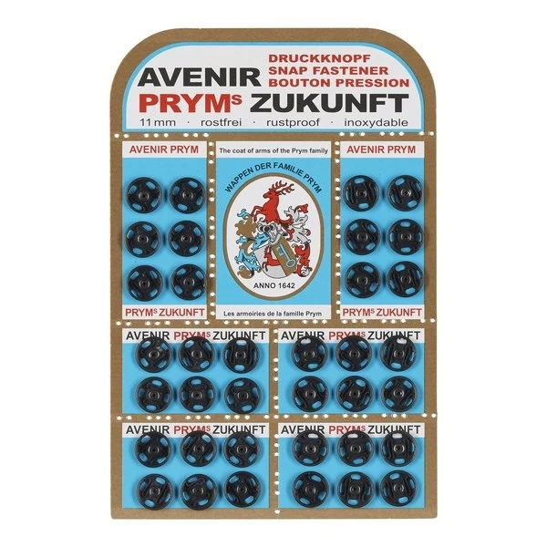 Prym Trykknapper Sort 11 mm, 36 stk