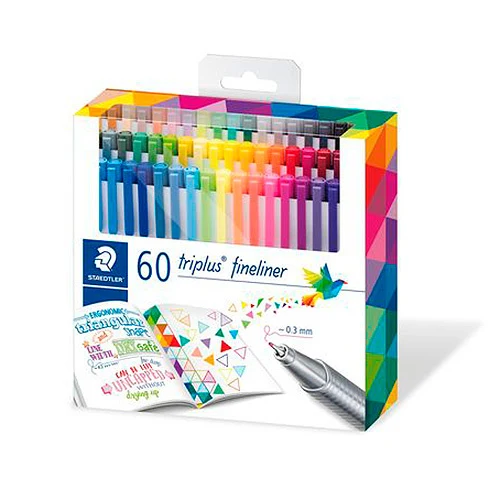 STAEDTLER Triplus fineliner tusser, 60 stk