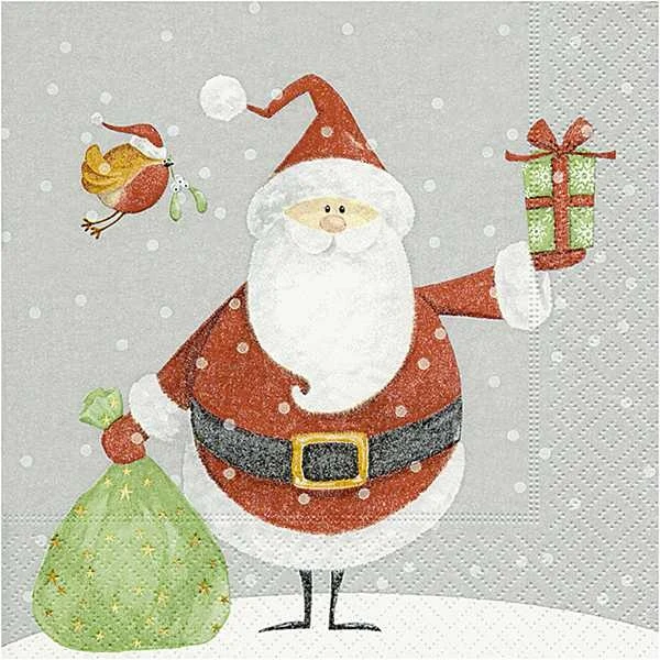 Servietter, Jul, 33 x 33 cm, 20 stk Julemand med sæk
