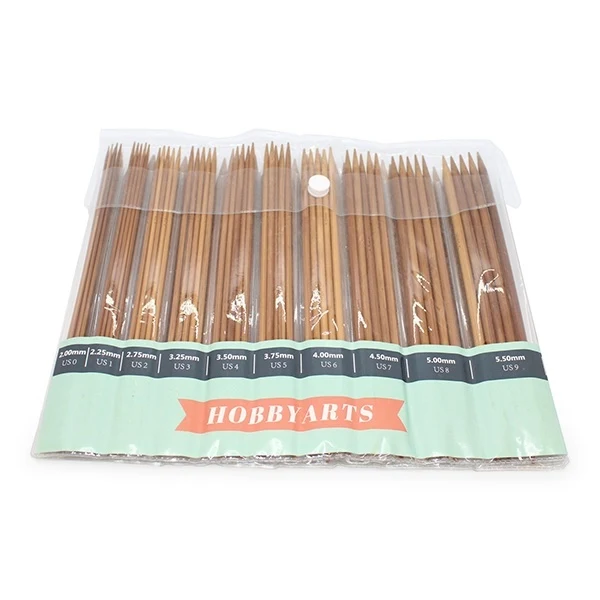 HobbyArts Strømpepindesæt Mørk bambus 20 cm