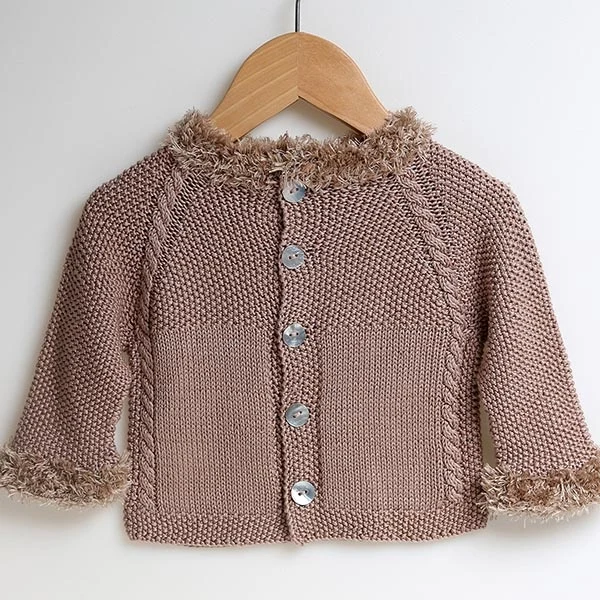 Go Handmade Cardigan Fur Moss Stitch