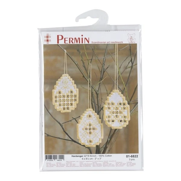 Broderikit Påske Hardanger, 3 stk