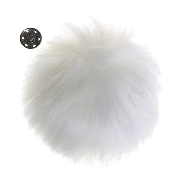 Go Handmade Pompon m. trykknap, 13 cm 17267 Hvid