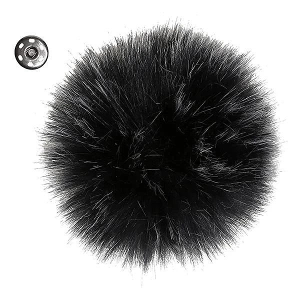 Go Handmade Pompon m. trykknap, 11 cm 17256 Mørkegrå