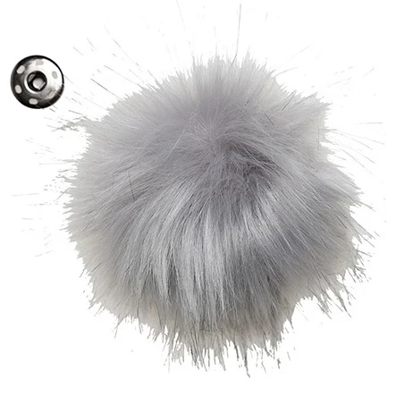 Go Handmade Pompon m. trykknap, 10 cm 17263 Grå
