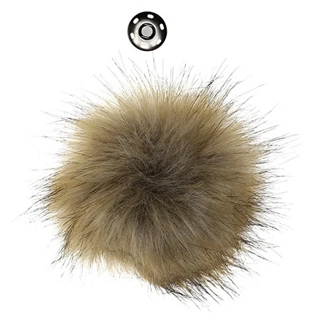 Go Handmade Pompon m. trykknap, 10 cm 17268 Natur