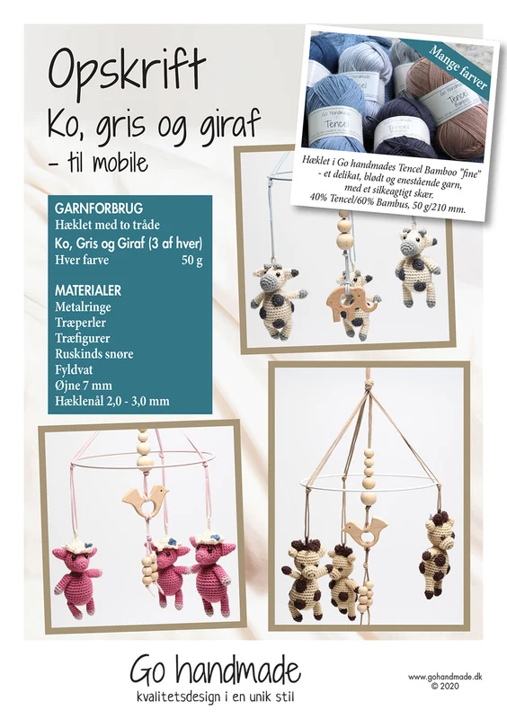 Go Handmade Ko, Gris og Giraf - til Mobile