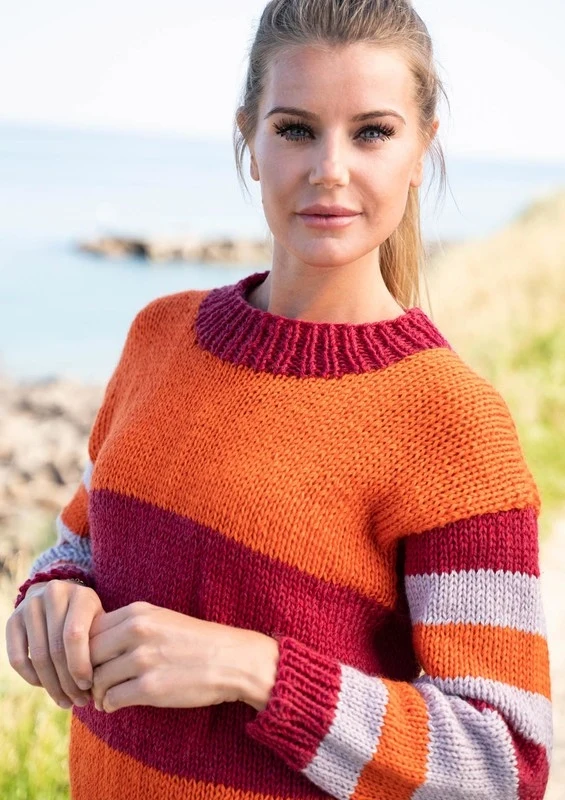 1803 Stribet sweater med sølvtråd