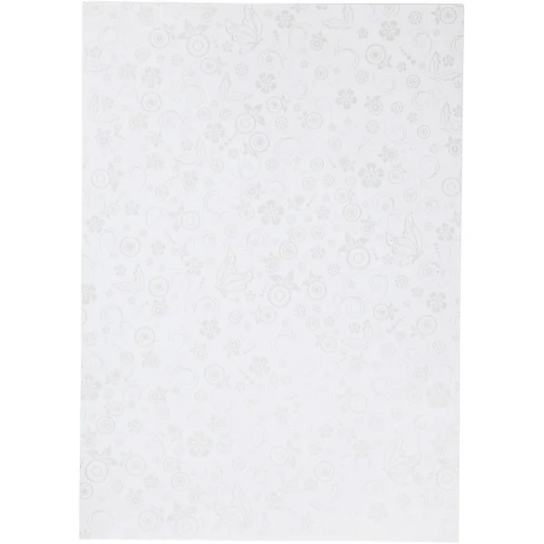 Papir, A4, svagt sølvprint, hvid