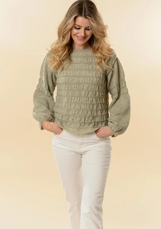 1828 Bluse med rynkede striber