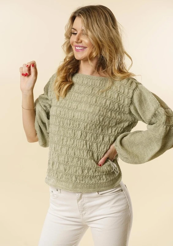 1828 Bluse med rynkede striber