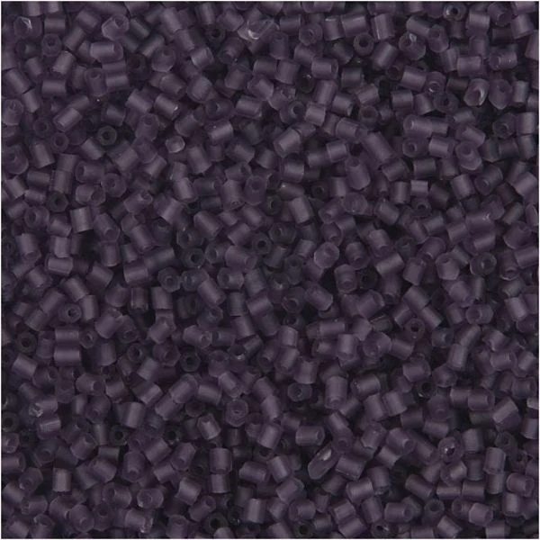 Rocaiperler, Rørperler 1,7 mm Frosted lilla