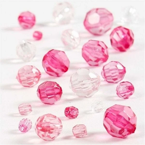 Harmoni Facetperlemix, 4-12 mm Pink