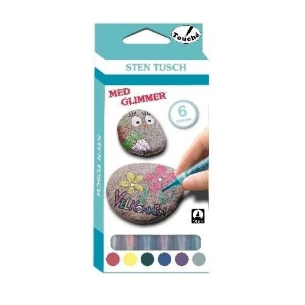 Sten Tusch Med Glimmer, 6 stk. Ass.
