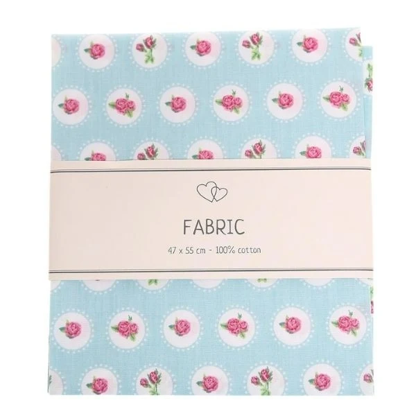 Go Handmade Stof Blå med roser