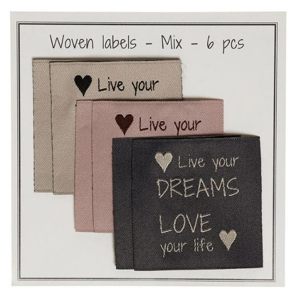 Go Handmad Vævet Labels, 40 x 40 mm, 6 stk.
