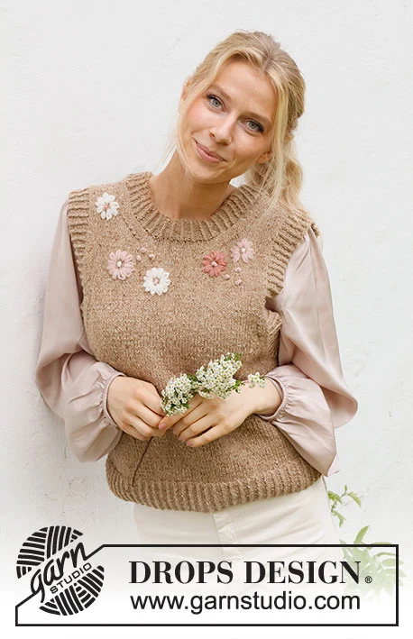 222-43 Flower Harmony Vest by DROPS Design