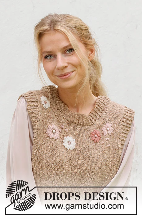 222-43 Flower Harmony Vest by DROPS Design