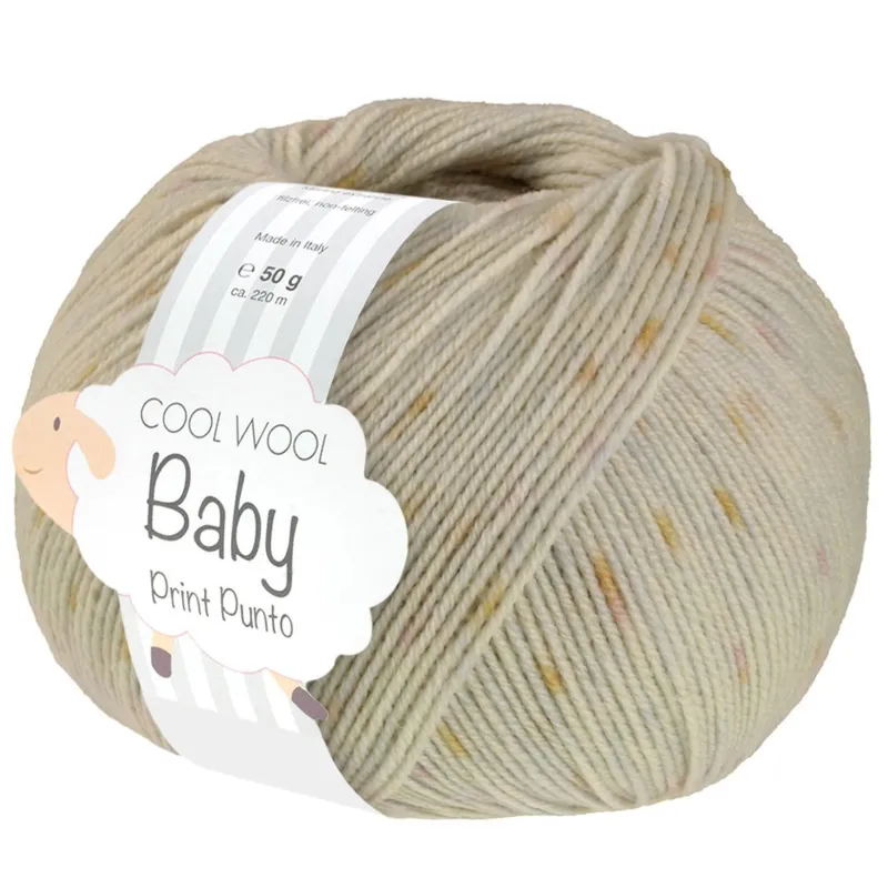 Lana Grossa Cool Wool Baby 373 Perlebeige/Gul/Sartblå/Lilla