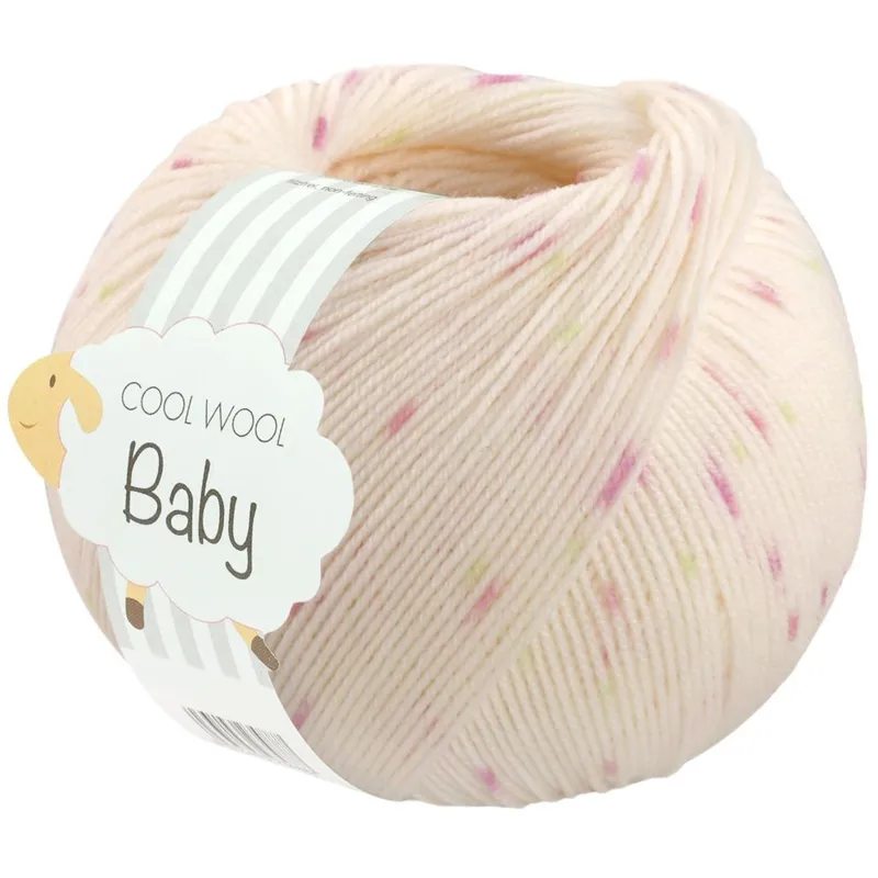 Lana Grossa Cool Wool Baby 367 Hvid/Pink/Kiwi