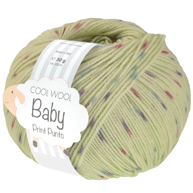 Lana Grossa Cool Wool Baby 372 Hvidgrøn/Lyseblå/Orkidé/Violet