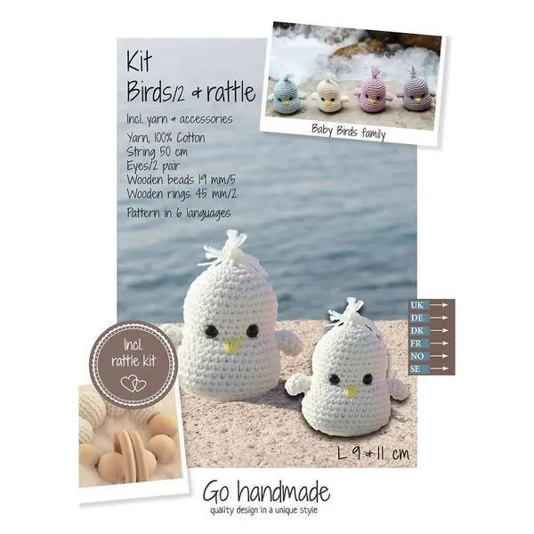 Go Handmade Hæklekit Baby Fugle og rangle