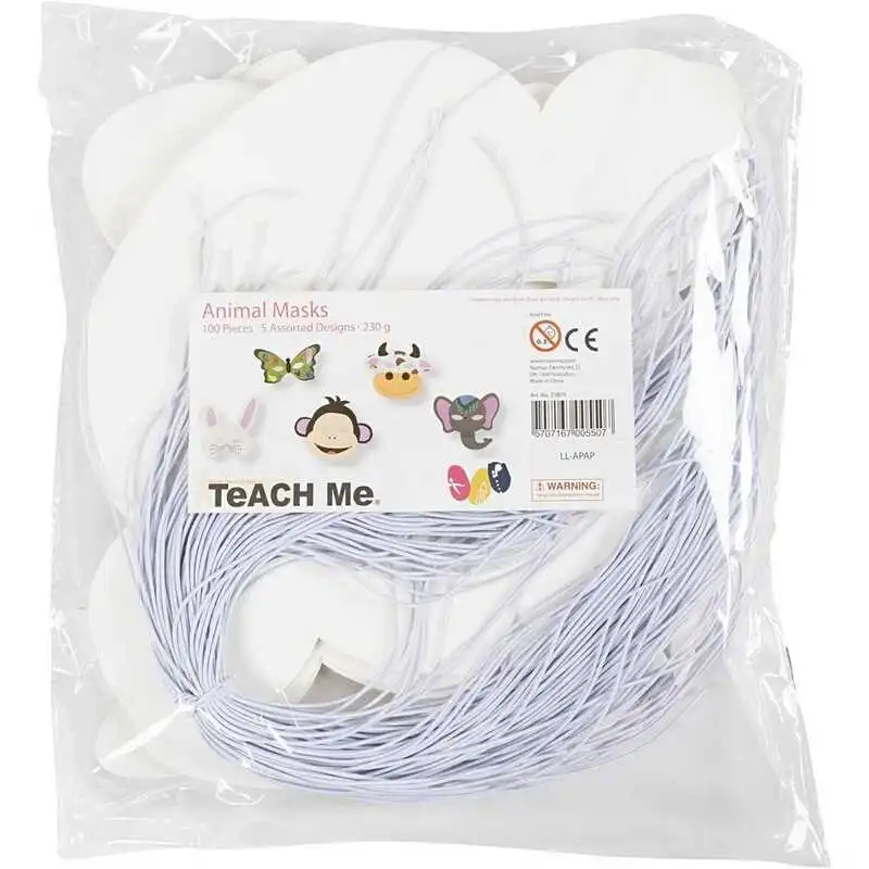 Masker, dyr, Hvid 100 stk