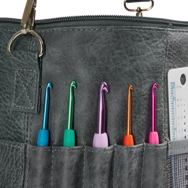 Skuldertaske til garn lille, grå