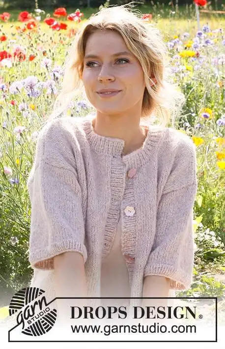 232-14 Dream in Rose Cardigan by DROPS Design