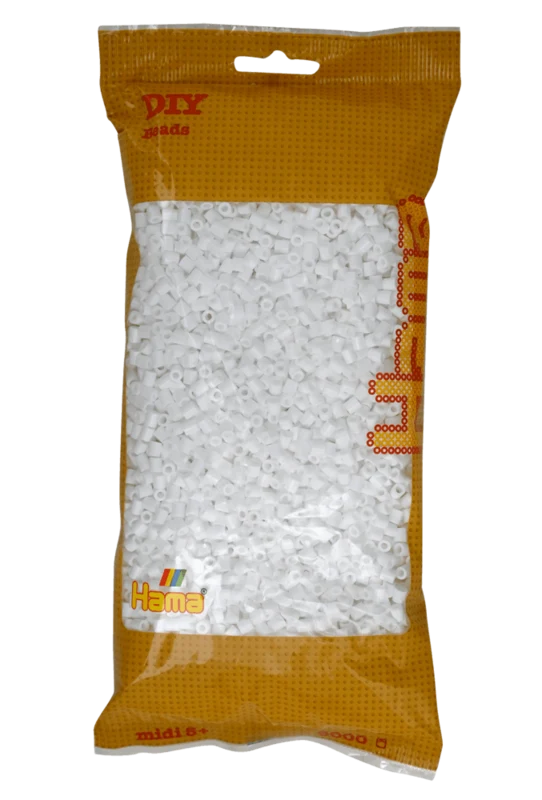 Hama Midi Perler, Ensfarvet, 6000 stk 205-01 Hvid
