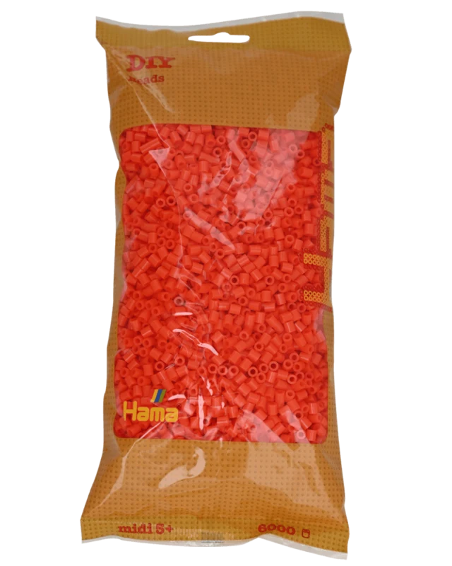 Hama Midi Perler, Ensfarvet, 6000 stk 205-04 Orange