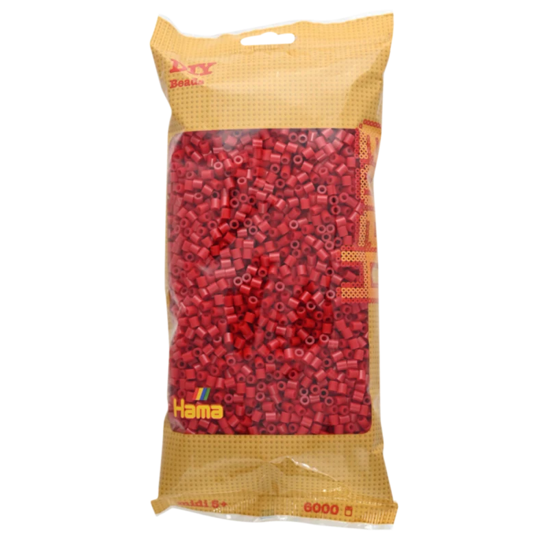 Hama Midi Perler, Ensfarvet, 6000 stk 205-22 Mørkerød