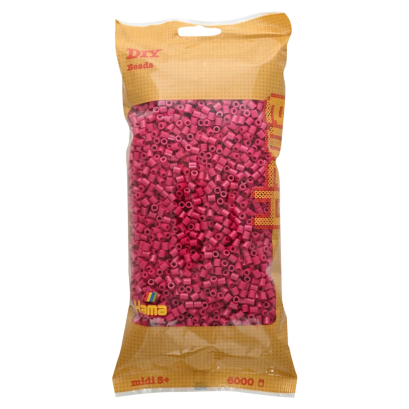 Hama Midi Perler, Ensfarvet, 6000 stk 205-29 Vinrød
