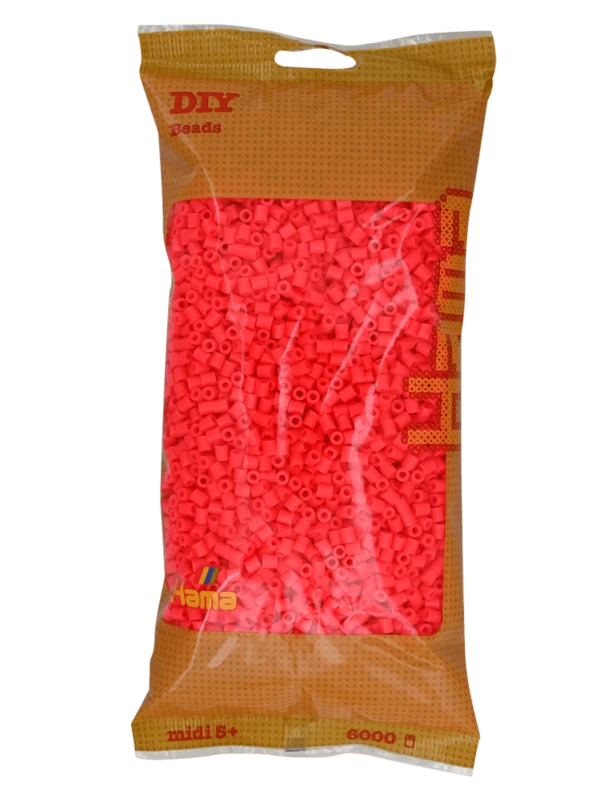 Hama Midi Perler, Ensfarvet, 6000 stk 205-33 Fluorescerende cerise