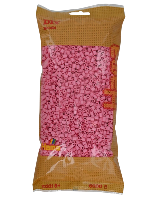 Hama Midi Perler, Ensfarvet, 6000 stk 205-06 Pink