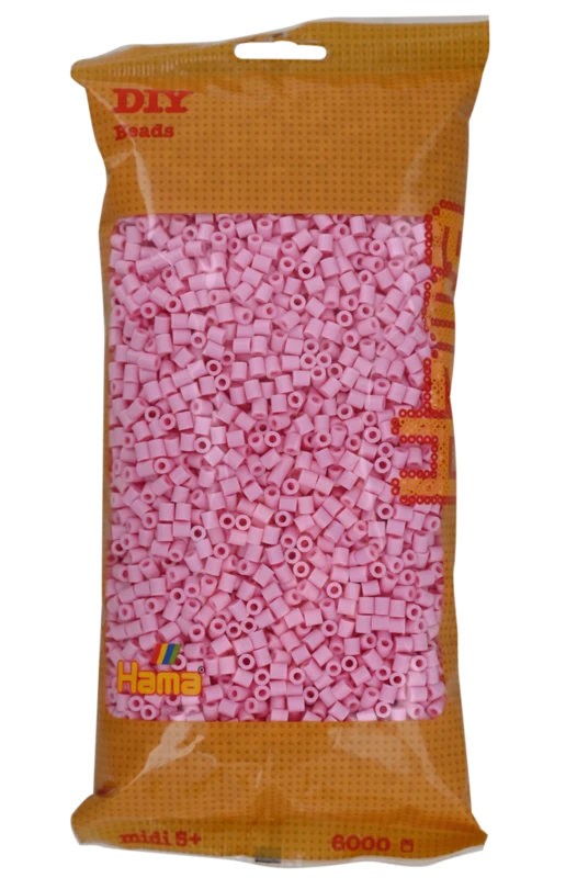 Hama Midi Perler, Ensfarvet, 6000 stk 205-95 Pastel rosa