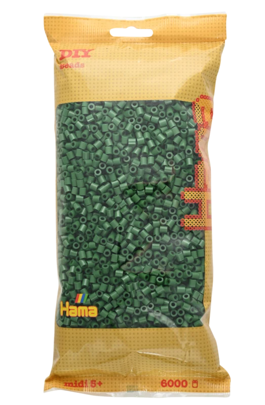 Hama Midi Perler, Ensfarvet, 6000 stk 205-102 Skovgrøn