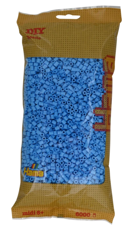 Hama Midi Perler, Ensfarvet, 6000 stk 205-46 Pastel blå