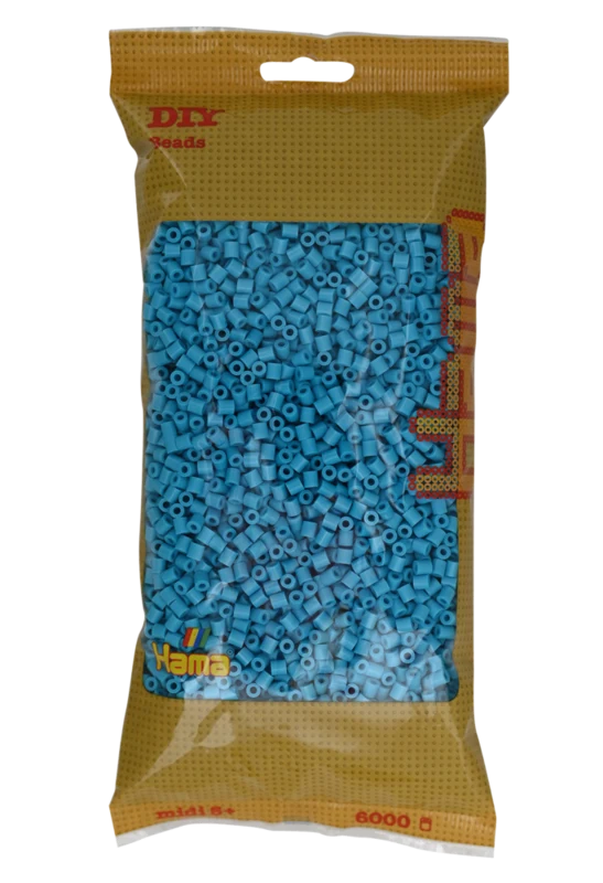 Hama Midi Perler, Ensfarvet, 6000 stk 205-49 Azurblå