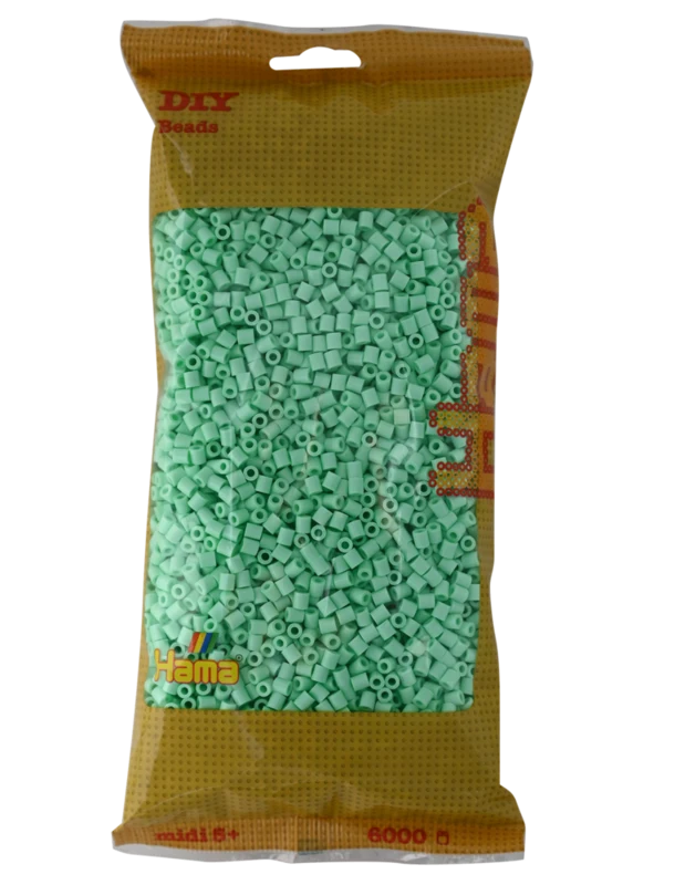 Hama Midi Perler, Ensfarvet, 6000 stk 205-98 Pastel mint