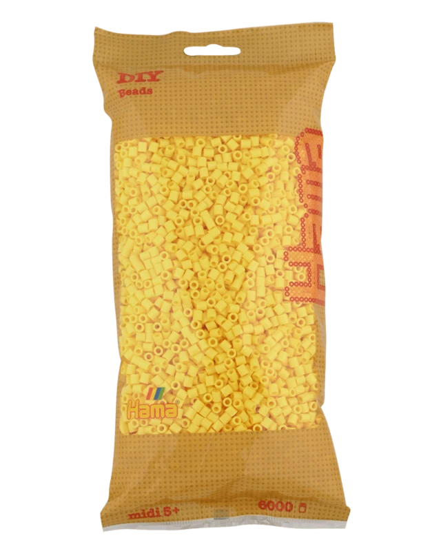 Hama Midi Perler, Ensfarvet, 6000 stk 205-103 Lys Gul