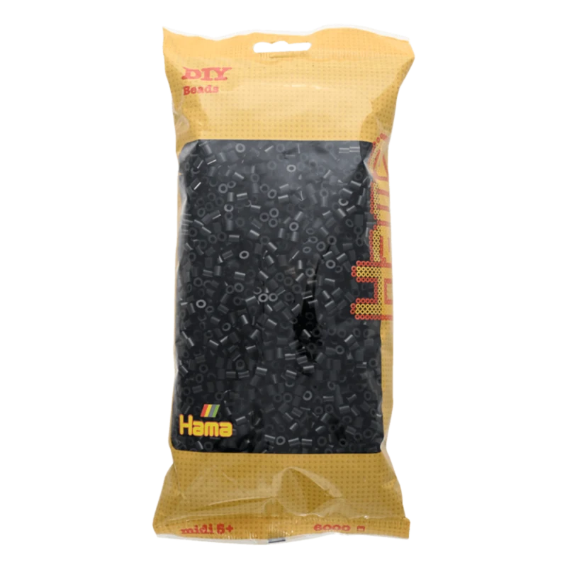 Hama Midi Perler, Ensfarvet, 6000 stk 205-18 Sort