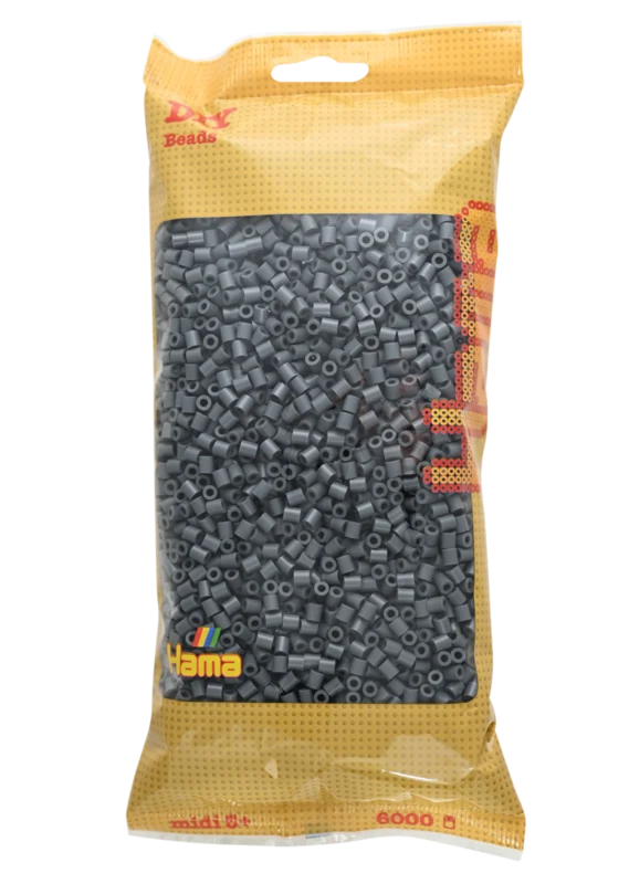 Hama Midi Perler, Ensfarvet, 6000 stk 205-71 Mørk grå