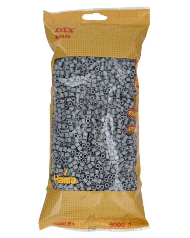 Hama Midi Perler, Ensfarvet, 6000 stk 205-17 Grå