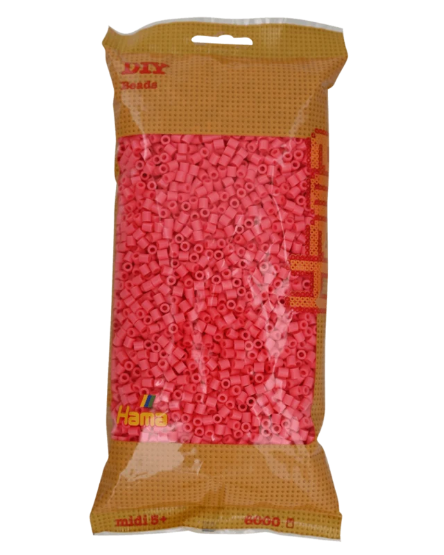 Hama Midi Perler, Ensfarvet, 6000 stk 205-44 Pastel rød