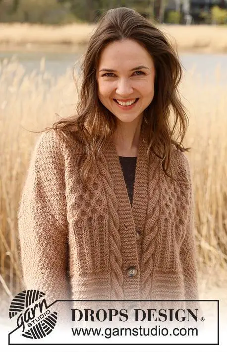 235-2 Cracked Walnuts Jacket by DROPS Design