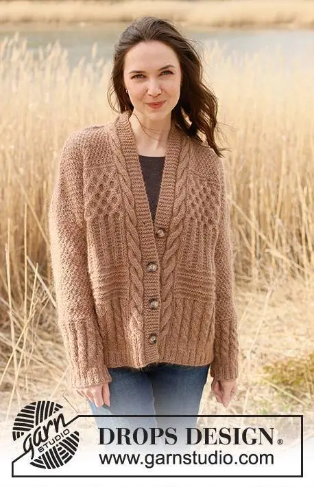 235-2 Cracked Walnuts Jacket by DROPS Design