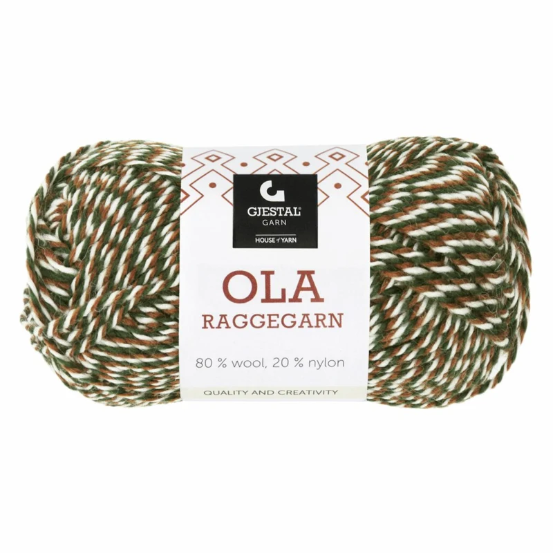 Gjestal Ola Raggegarn 718 Brun/grøn/hvid mouliné